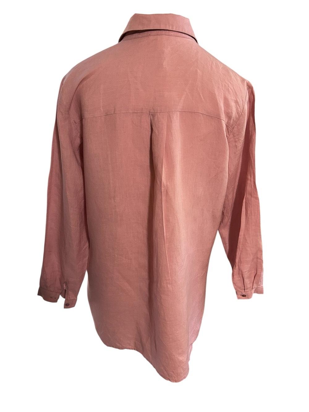Eileen Fisher Pink Linen Button Down Shirt S/P - Picture 4 of 10